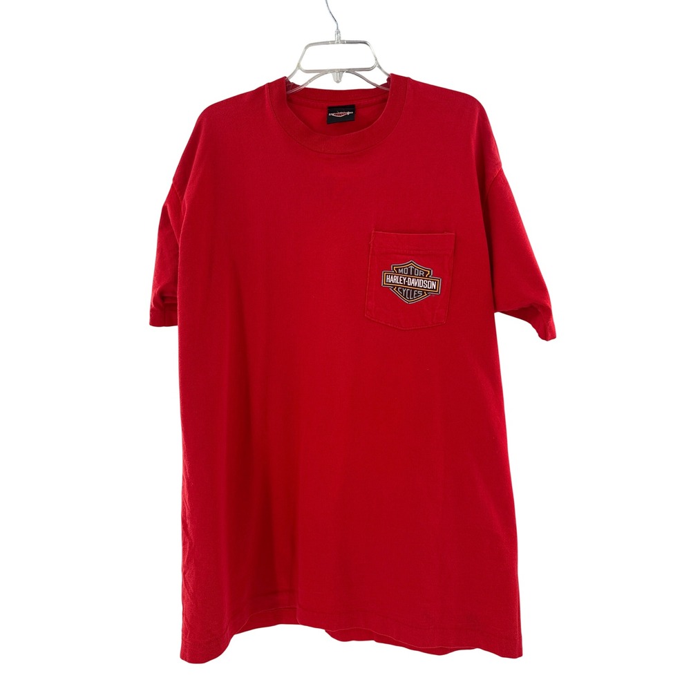 Harley-Davidson‎ T-Shirt Mens XL Red Sauk Prairie Wisconsin Eagle Graphic Vtg